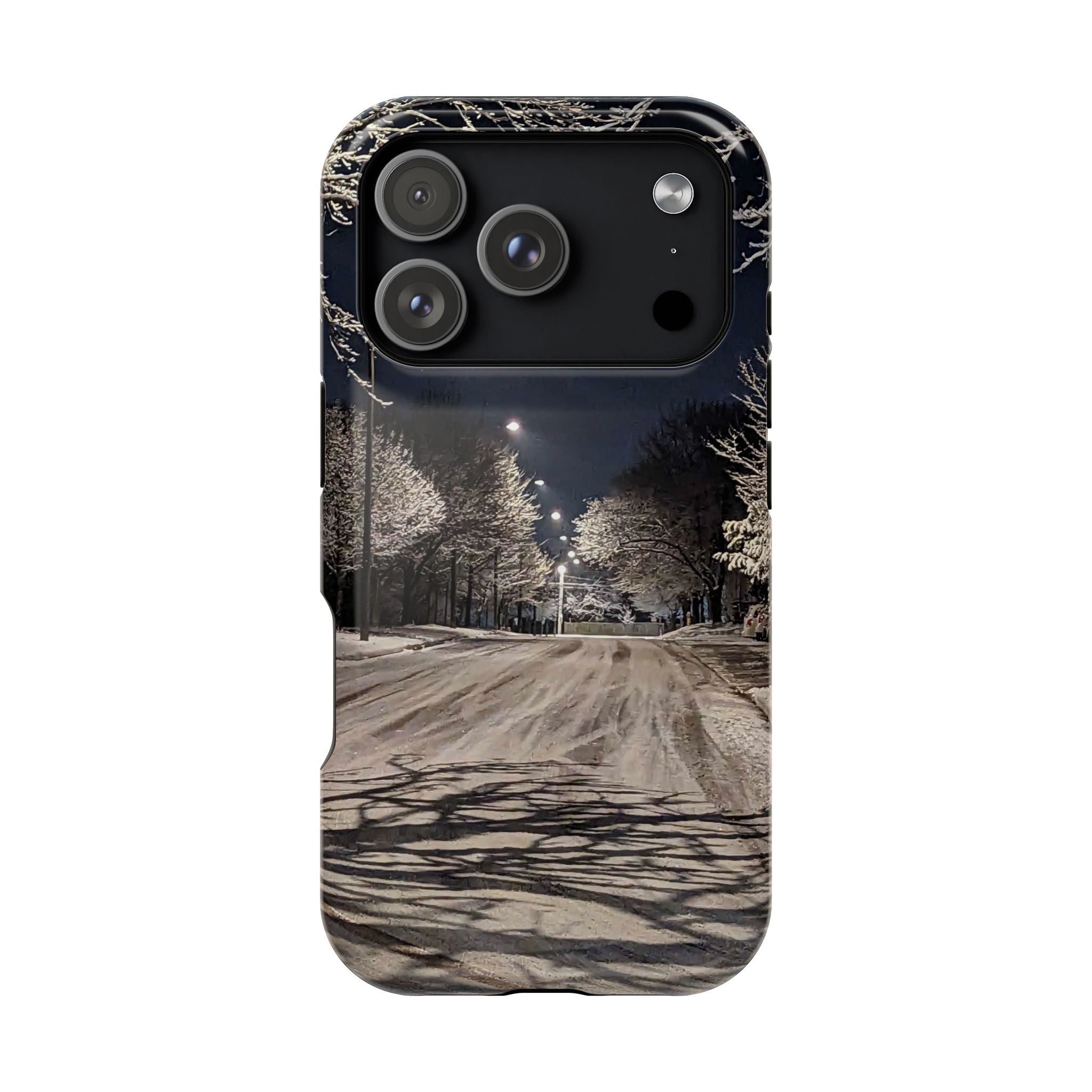 Winter Night Snow Road Magnetic Impact-Resistant Phone Case