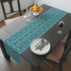 Colourful Floral Geometric Table Runner — Mediterranean-Inspired Cotton-Poly Dining Decor