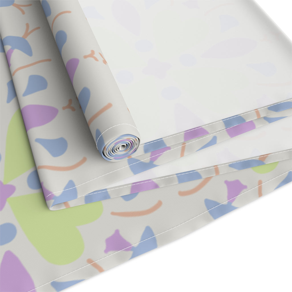 Pastel Floral Tile Table Runner — Spring Garden Dining Decor
