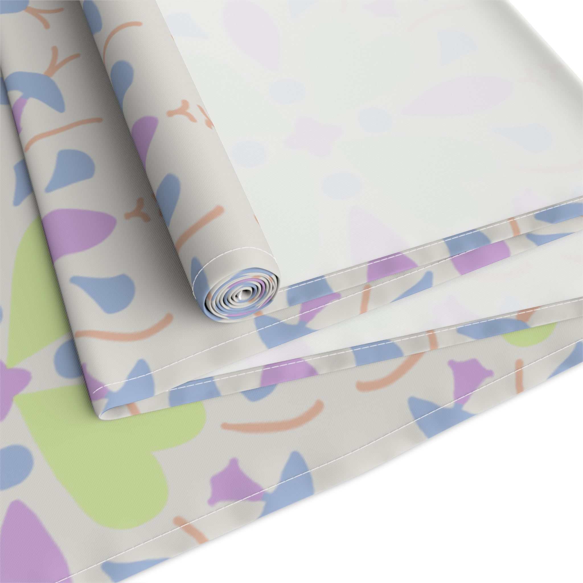 Pastel Floral Tile Table Runner — Spring Garden Dining Decor