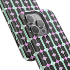 Geom Stripe Magnetic Phone Case — Black with Mint & Lavender Pattern