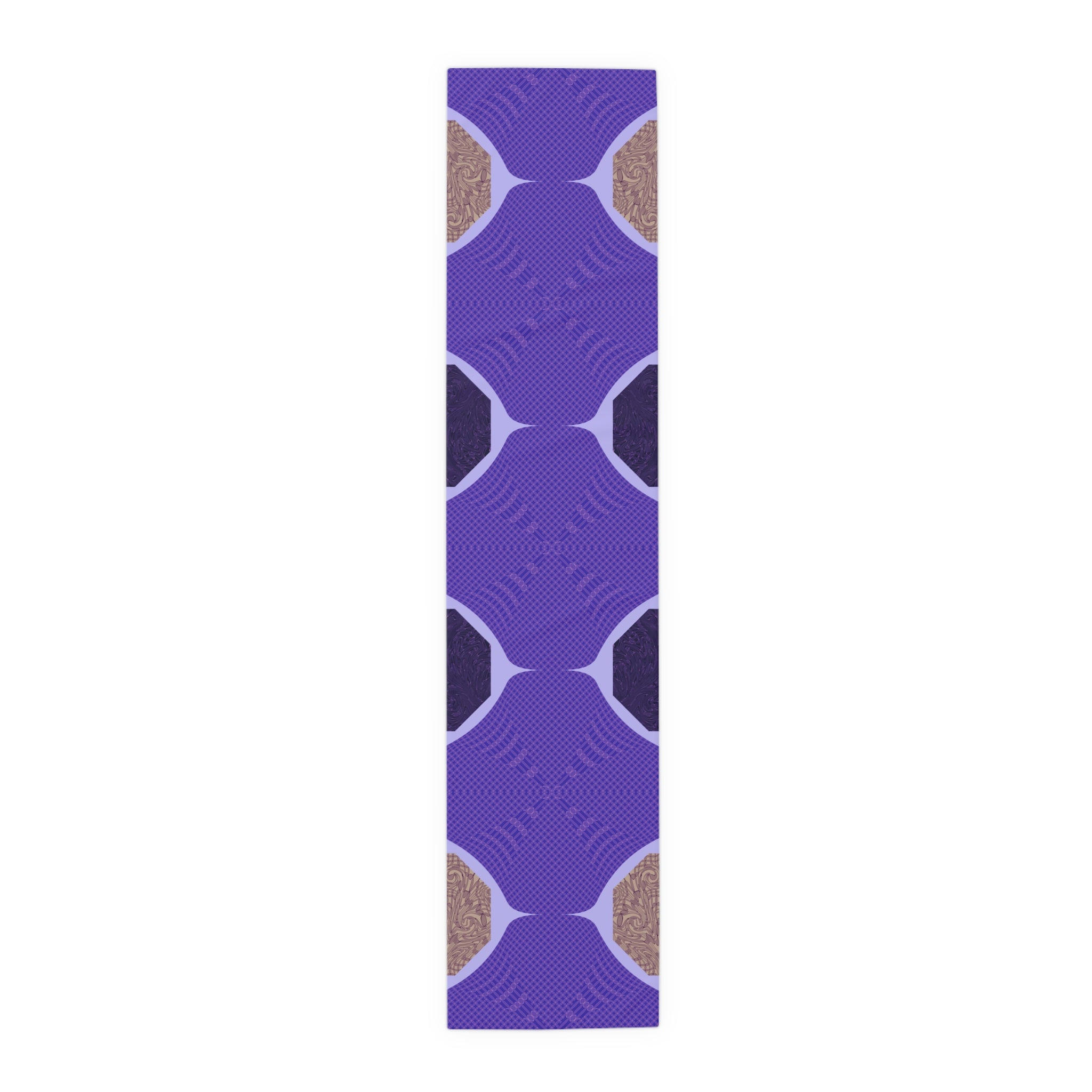 Purple Geometric Table Runner — Modern Abstract Dining Accent