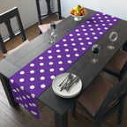Purple White Polka Dot Table Runner — Cotton-Poly Decorative Accent for Dining, Parties & Easter