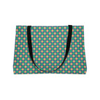 Weekender Tote Bag — Teal Retro Diamond Pattern Travel Beach Bag