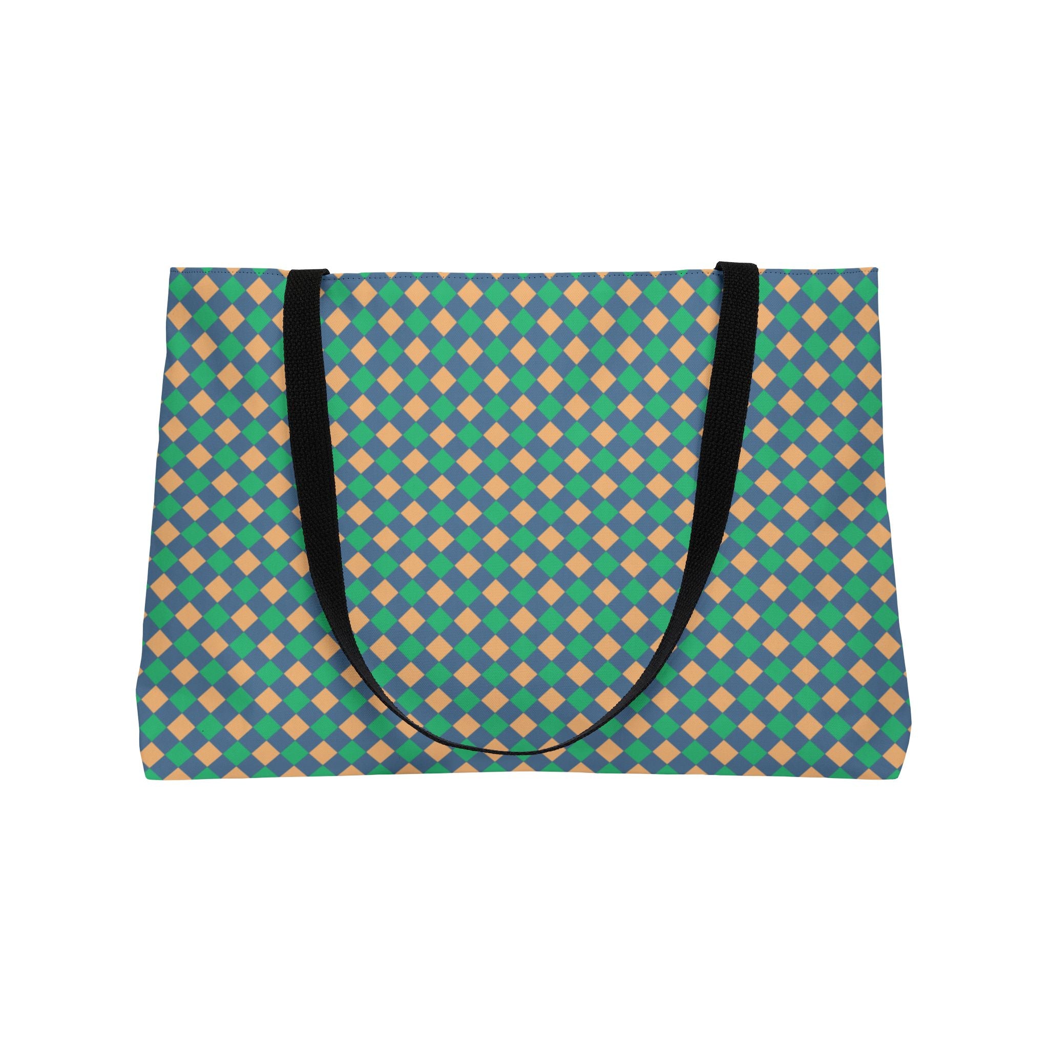 Weekender Tote Bag — Teal Retro Diamond Pattern Travel Beach Bag