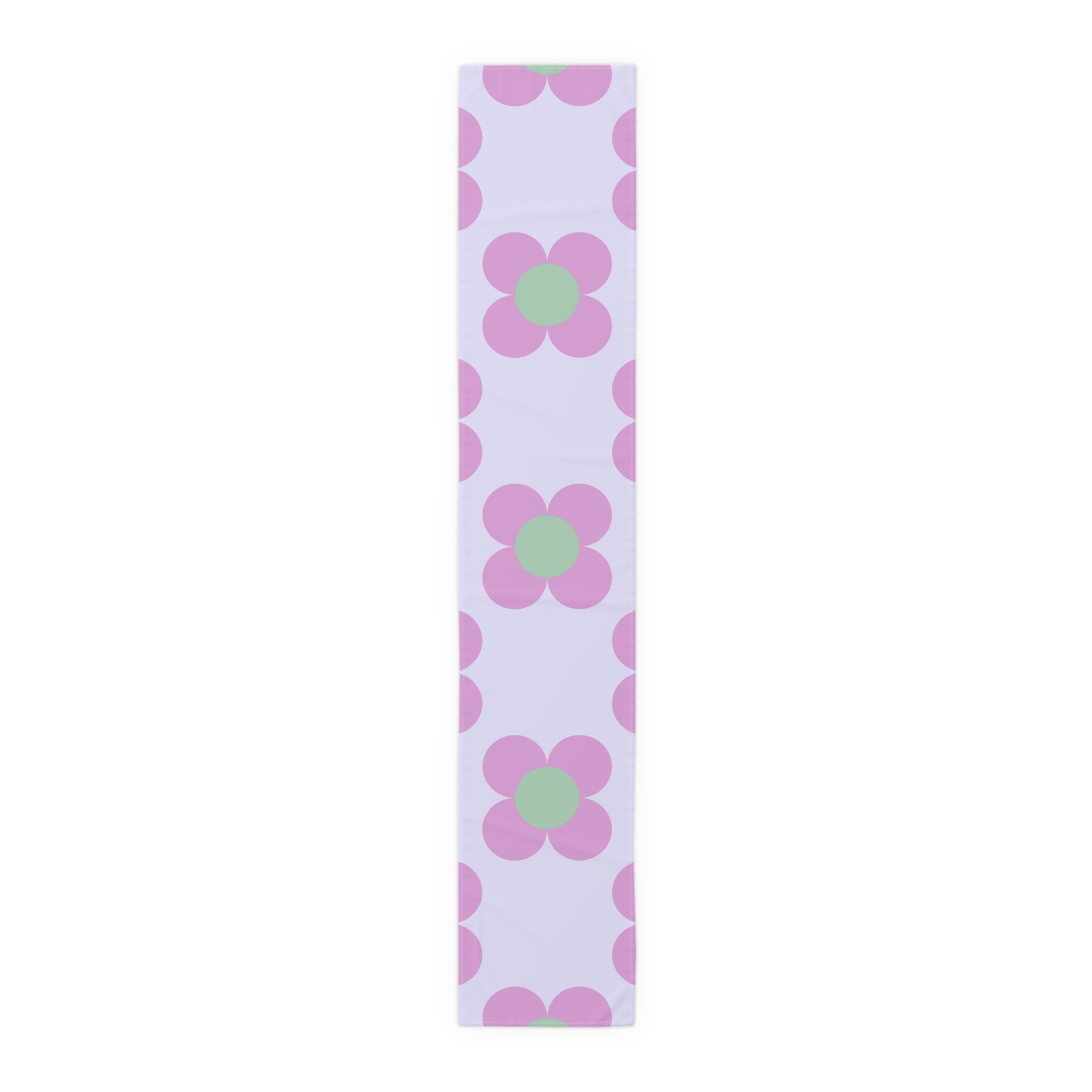 Pastel Floral Table Runner — Pink & Green Daisy Pattern