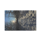 Snowy Path Microfiber Tea Towel — Winter Sun Landscape Kitchen Towel