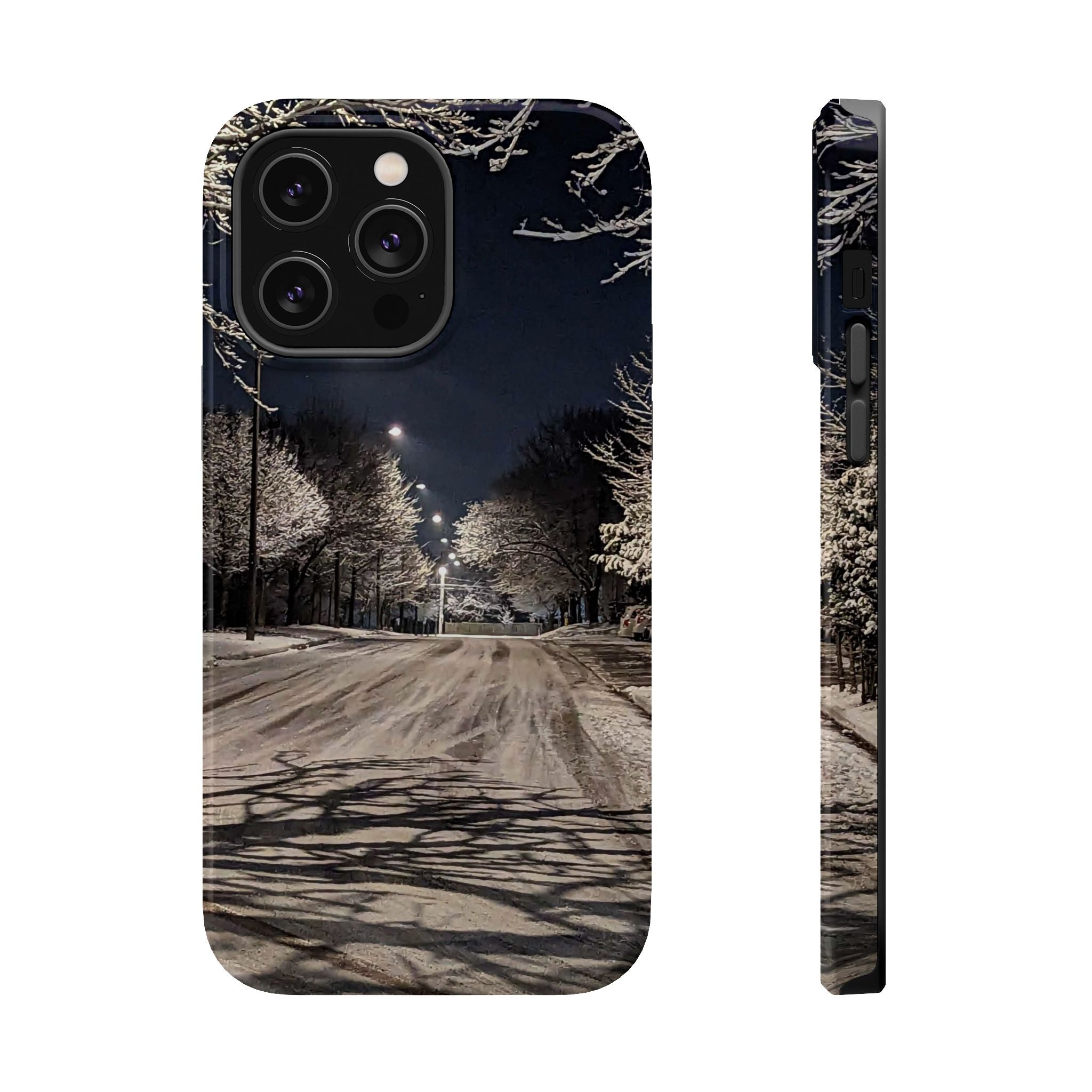 Winter Night Snow Road Magnetic Impact-Resistant Phone Case