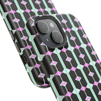 Geom Stripe Magnetic Phone Case — Black with Mint & Lavender Pattern