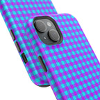 Phone Case — Blue & Purple Gingham Magnetic Impact-Resistant Case