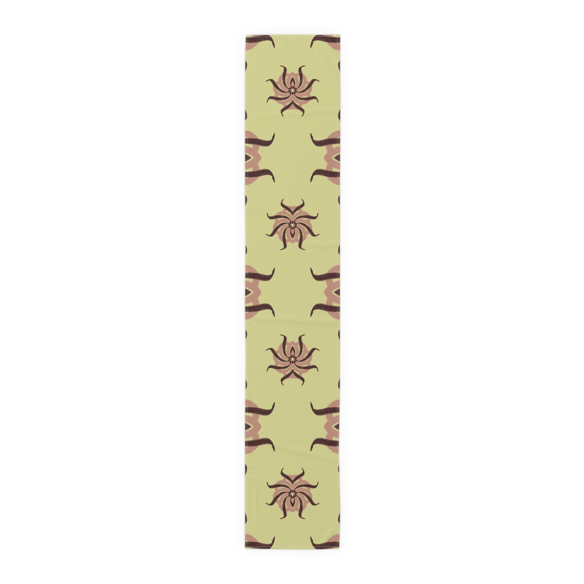 Botanical Sunburst Table Runner — Earth Tone Floral Pattern