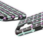 Geom Stripe Magnetic Phone Case — Black with Mint & Lavender Pattern