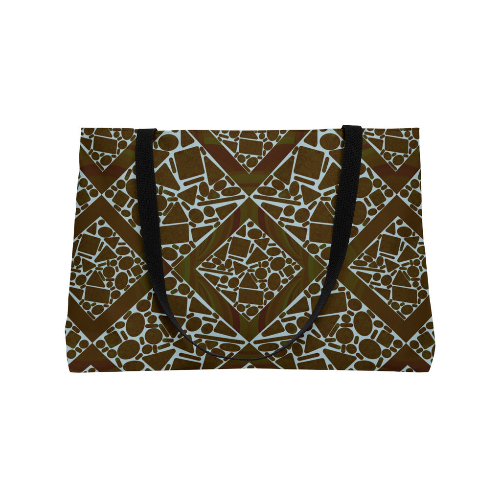 Weekender Tote Bag — Geometric Mosaic Brown Carryall