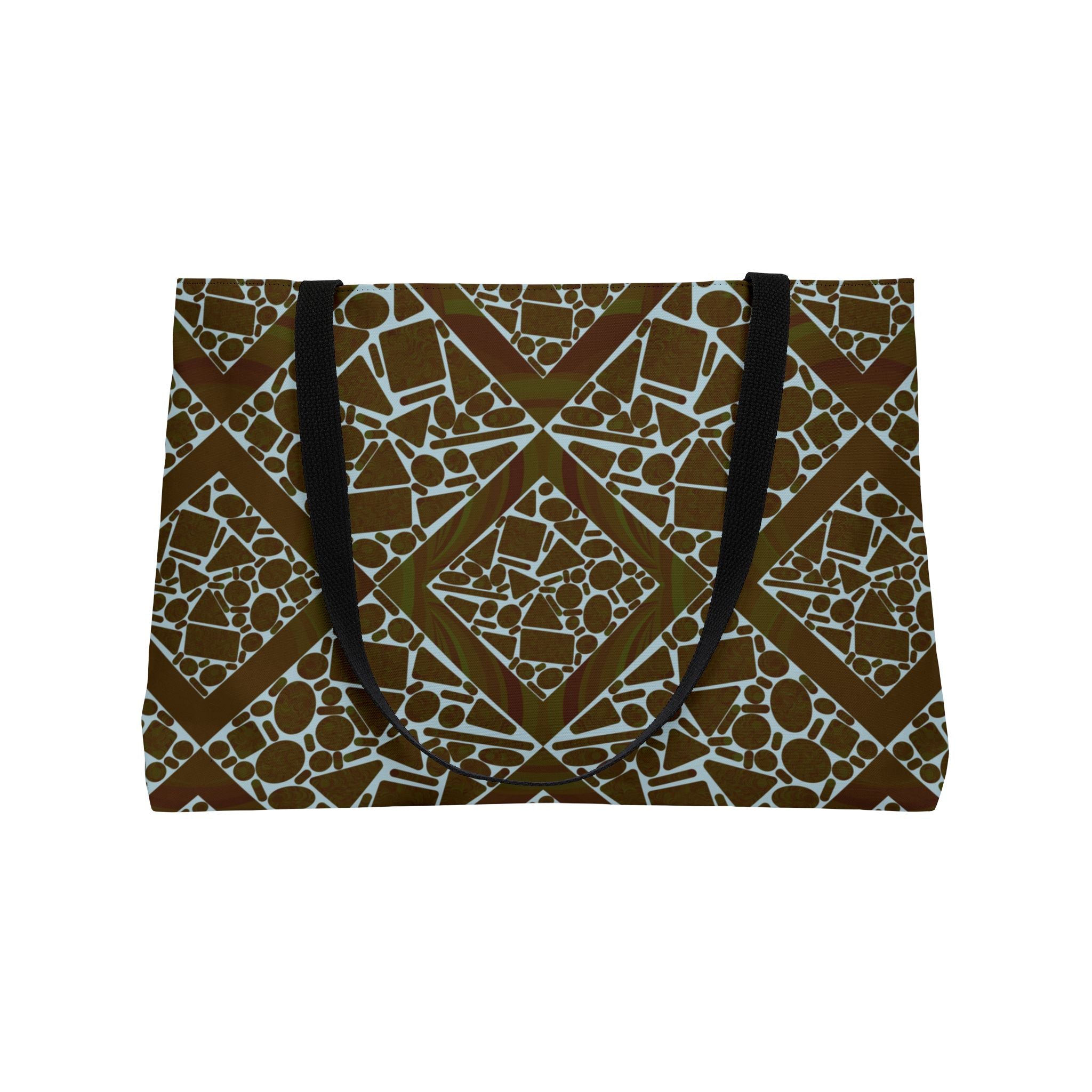 Weekender Tote Bag — Geometric Mosaic Brown Carryall