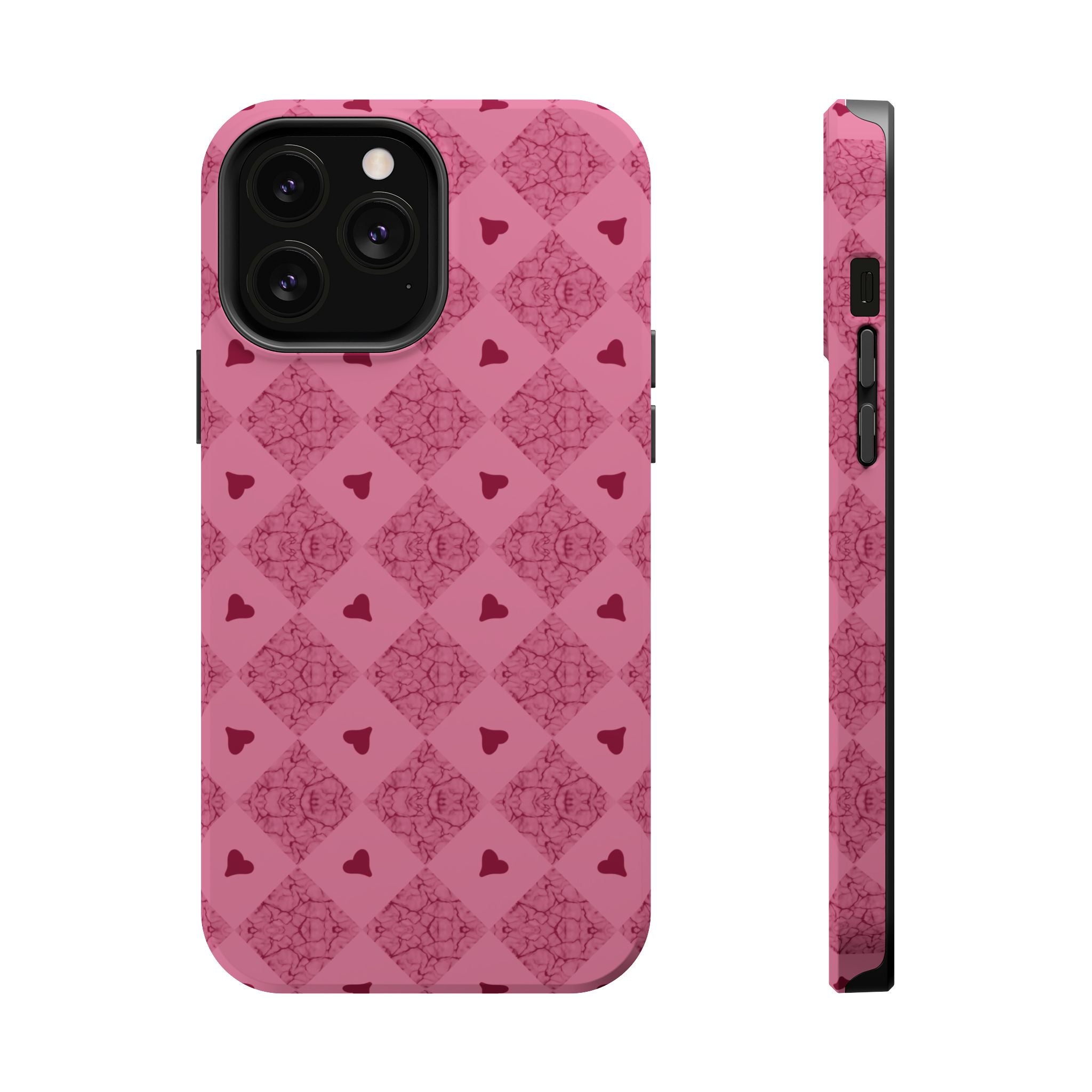 Pink Vintage Hearts Magnetic Impact-Resistant Phone Case