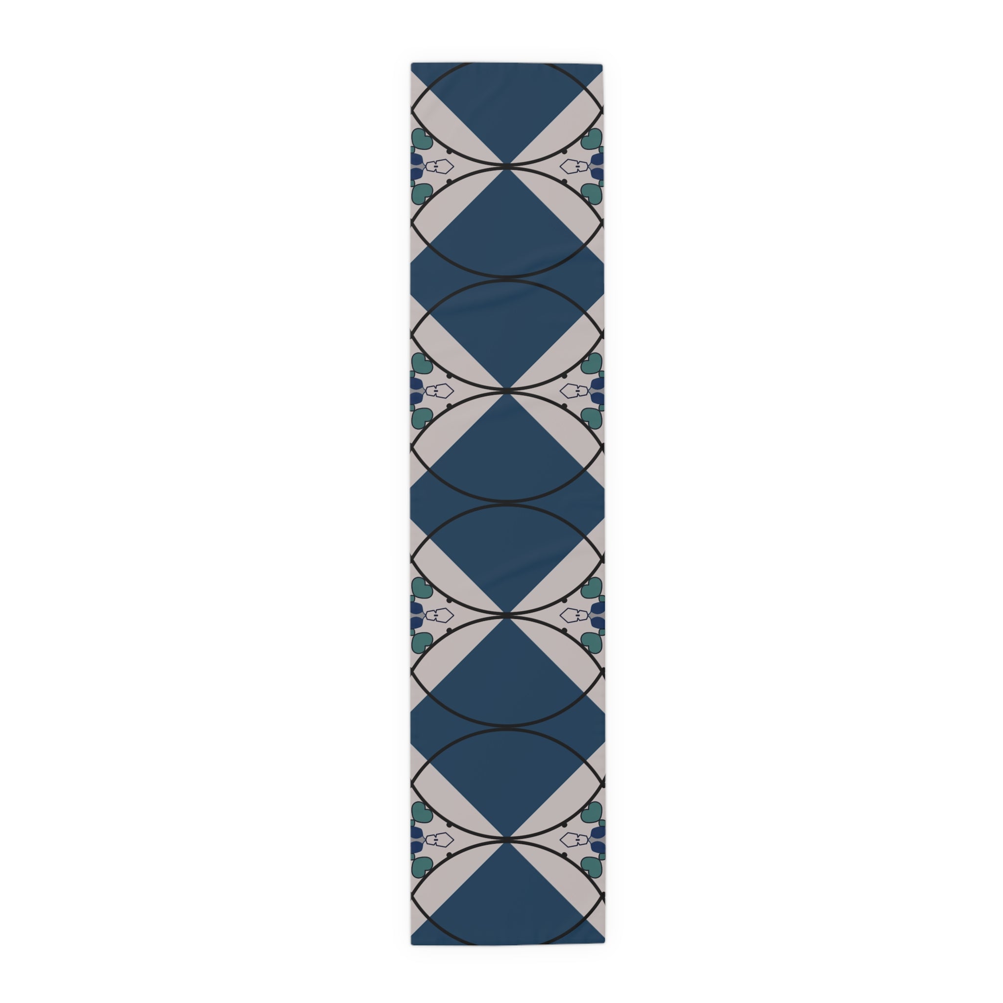 Geometric Navy Tile Table Runner