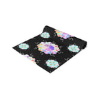 Black Floral Mandala Table Runner – Pastel Mosaic Dinner Party Decor