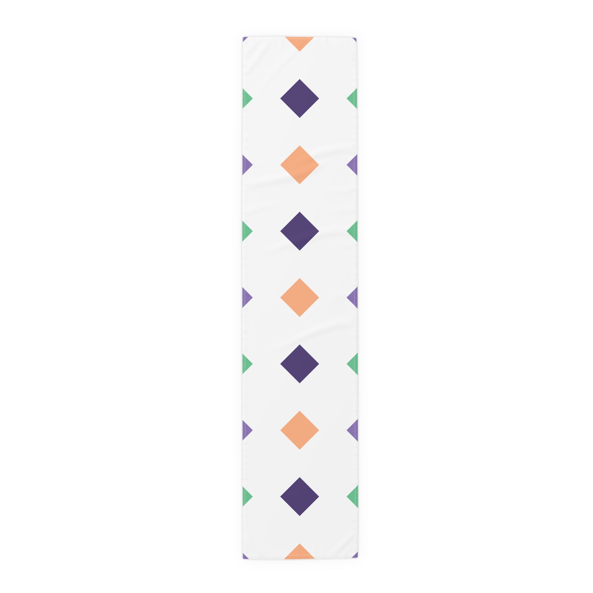Geometric Diamond Pattern Table Runner — Modern Colorful Cotton-Poly Decor
