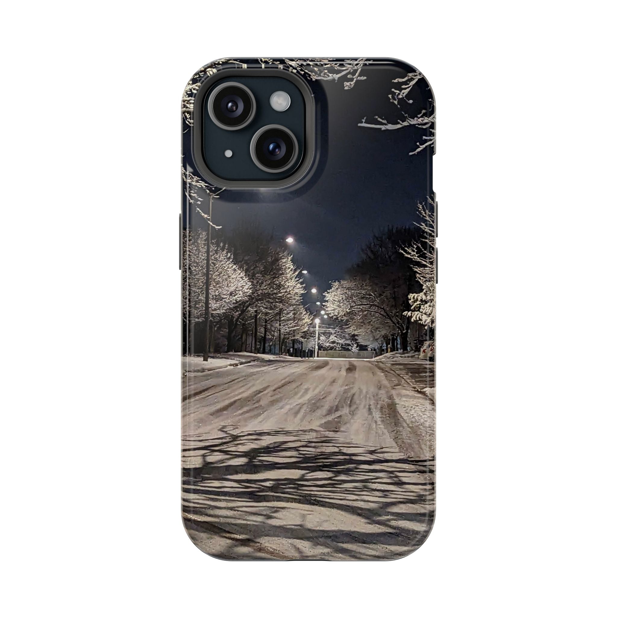 Winter Night Snow Road Magnetic Impact-Resistant Phone Case