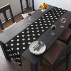Black Polka Dot Table Runner – Classic Dotted Cotton-Poly Dining Accent