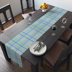 Pastel Plaid Table Runner — Blue, Lavender & Mint Cotton-Poly Decor