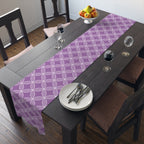 Purple Geometric Table Runner – Modern Circle Pattern Dining Decor