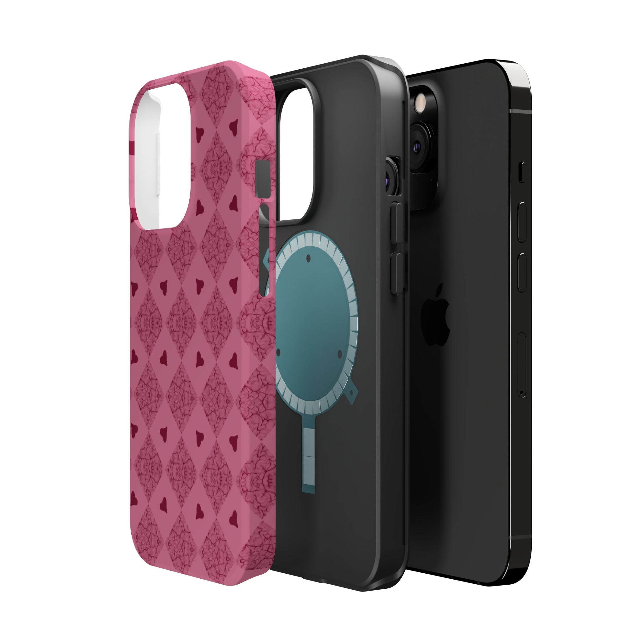 Pink Vintage Hearts Magnetic Impact-Resistant Phone Case
