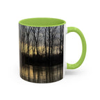 Sunset Reflection Coffee Mug — Forest Silhouette Accent Mug