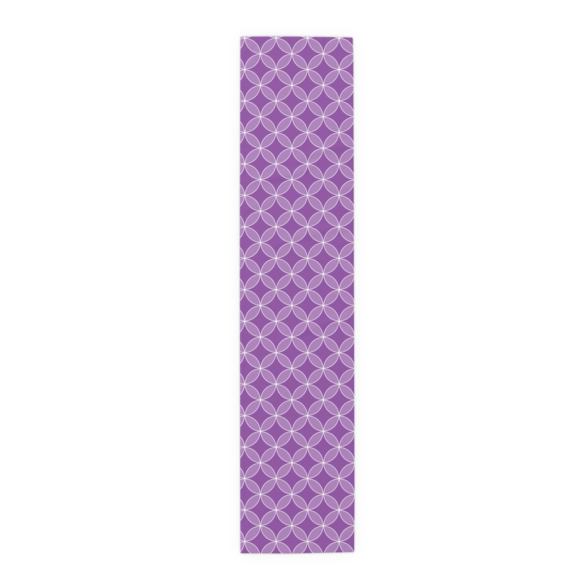 Purple Geometric Table Runner – Modern Circle Pattern Dining Decor