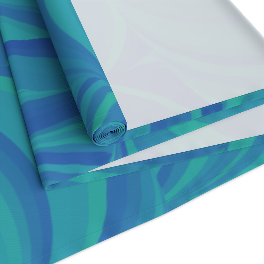Blue Teal Swirl Table Runner — Abstract Coastal Pattern for Dining & Entertaining