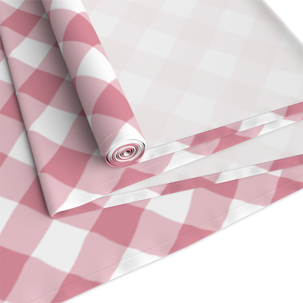 Pink Gingham Table Runner — Cotton-Blend Plaid Decor for Farmhouse, Spring & Picnic Tables