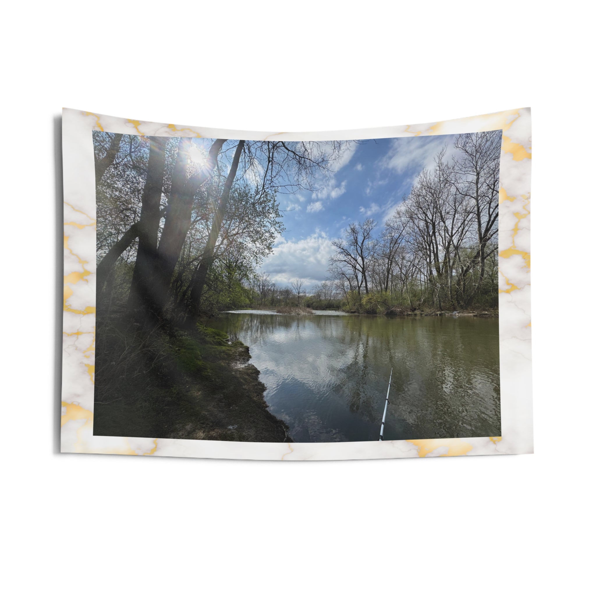 Gone Fishin' Scenic Riverbank Tapestry — Tranquil Nature Wall Hanging