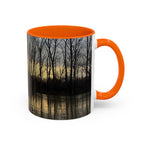 Sunset Reflection Coffee Mug — Forest Silhouette Accent Mug