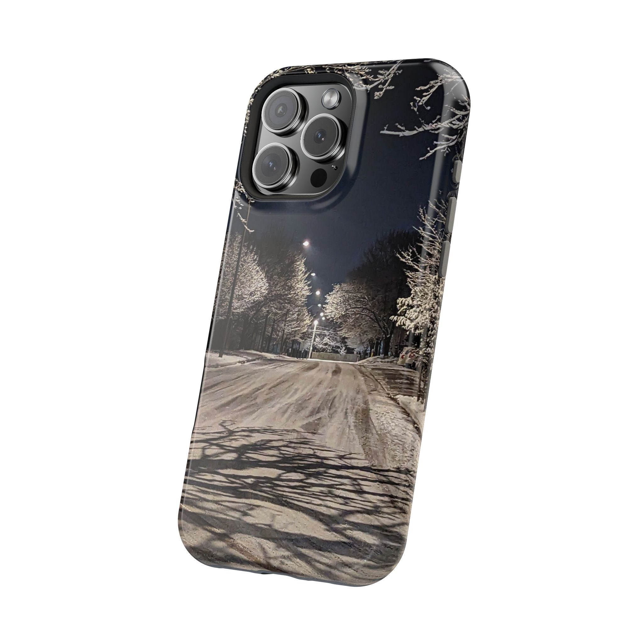 Winter Night Snow Road Magnetic Impact-Resistant Phone Case