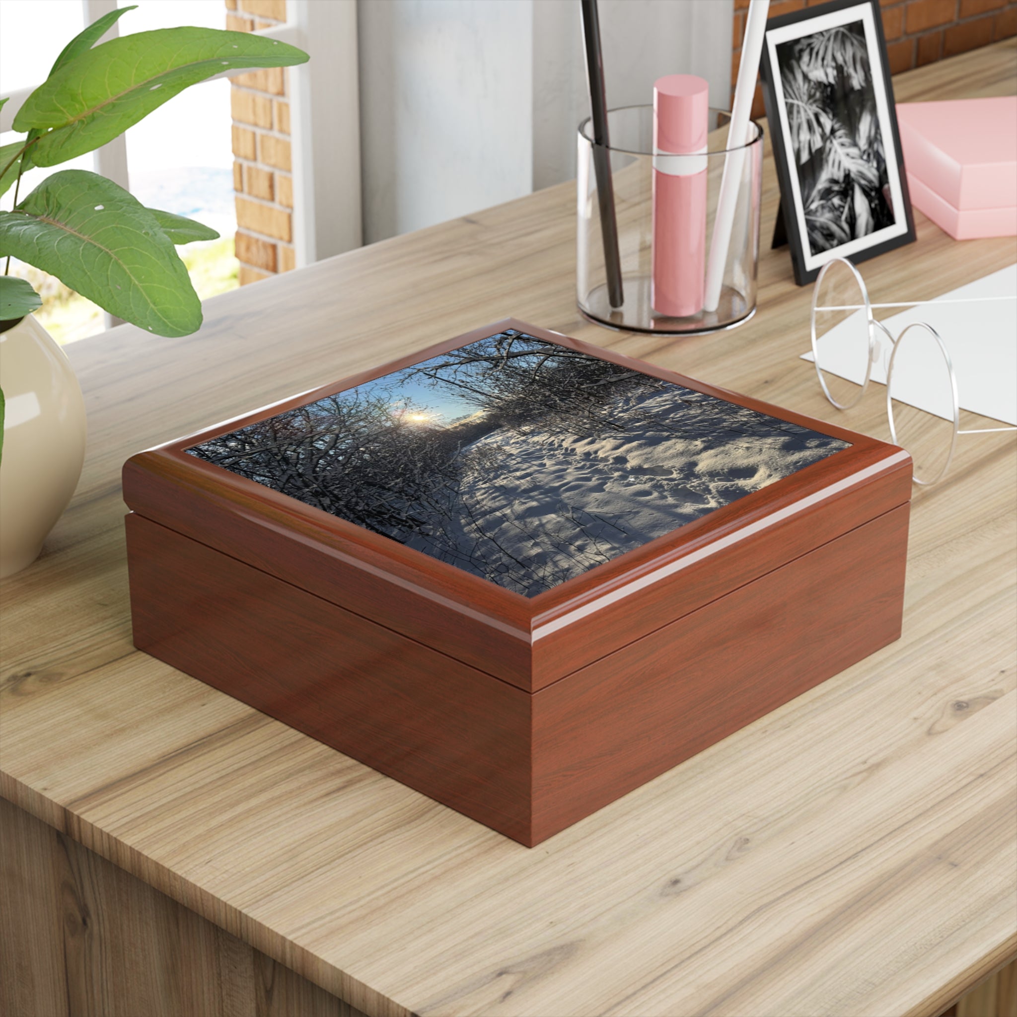 Winter Sun Snow Path Jewelry Box