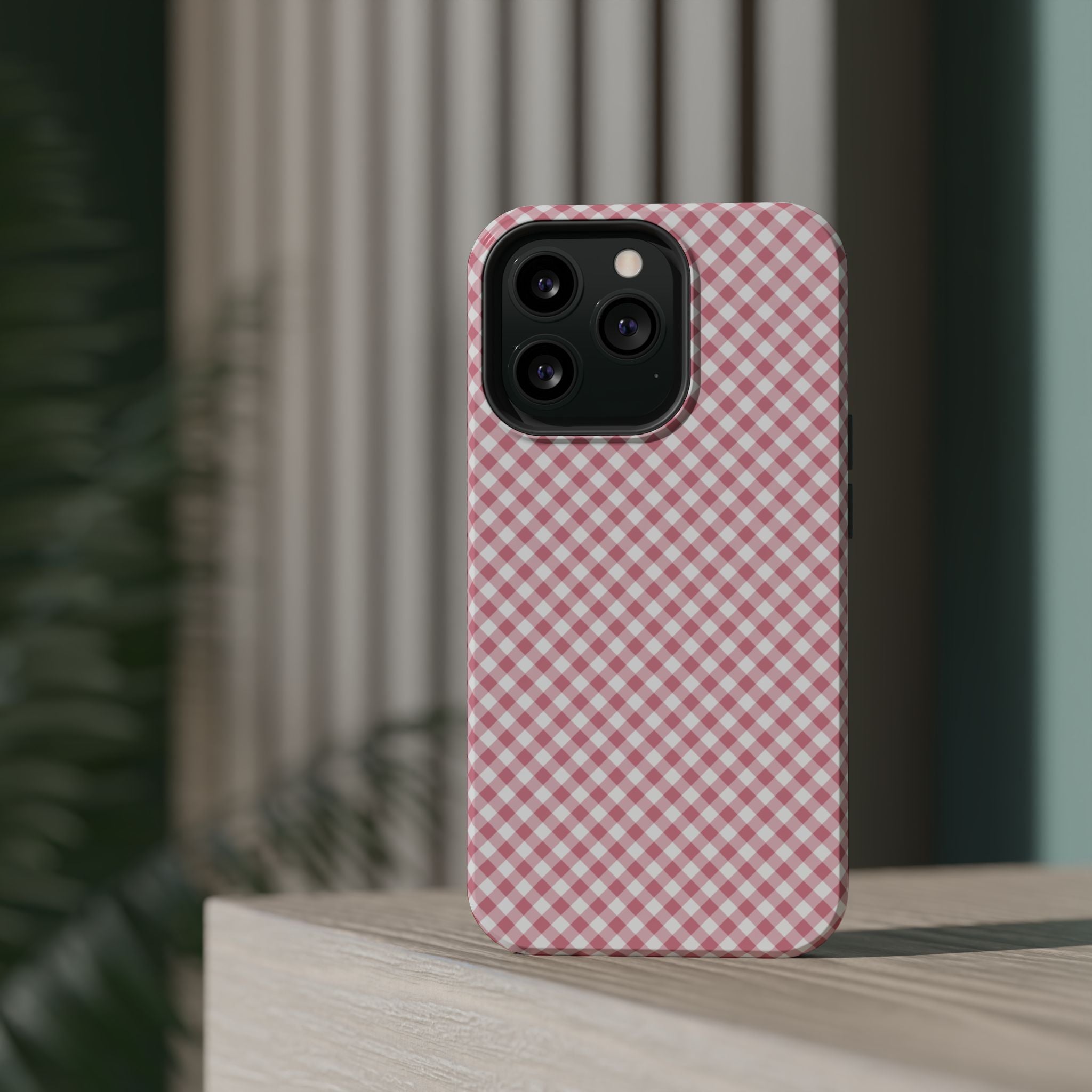Pink Gingham Magnetic Impact-Resistant Phone Case