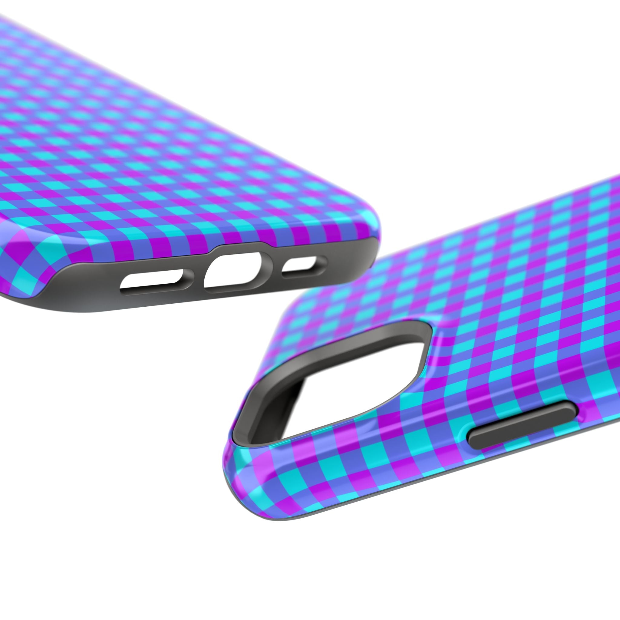 Phone Case — Blue & Purple Gingham Magnetic Impact-Resistant Case