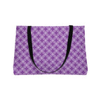 Purple Geometric Weekender Tote — Stylish Large Travel & Beach Bag
