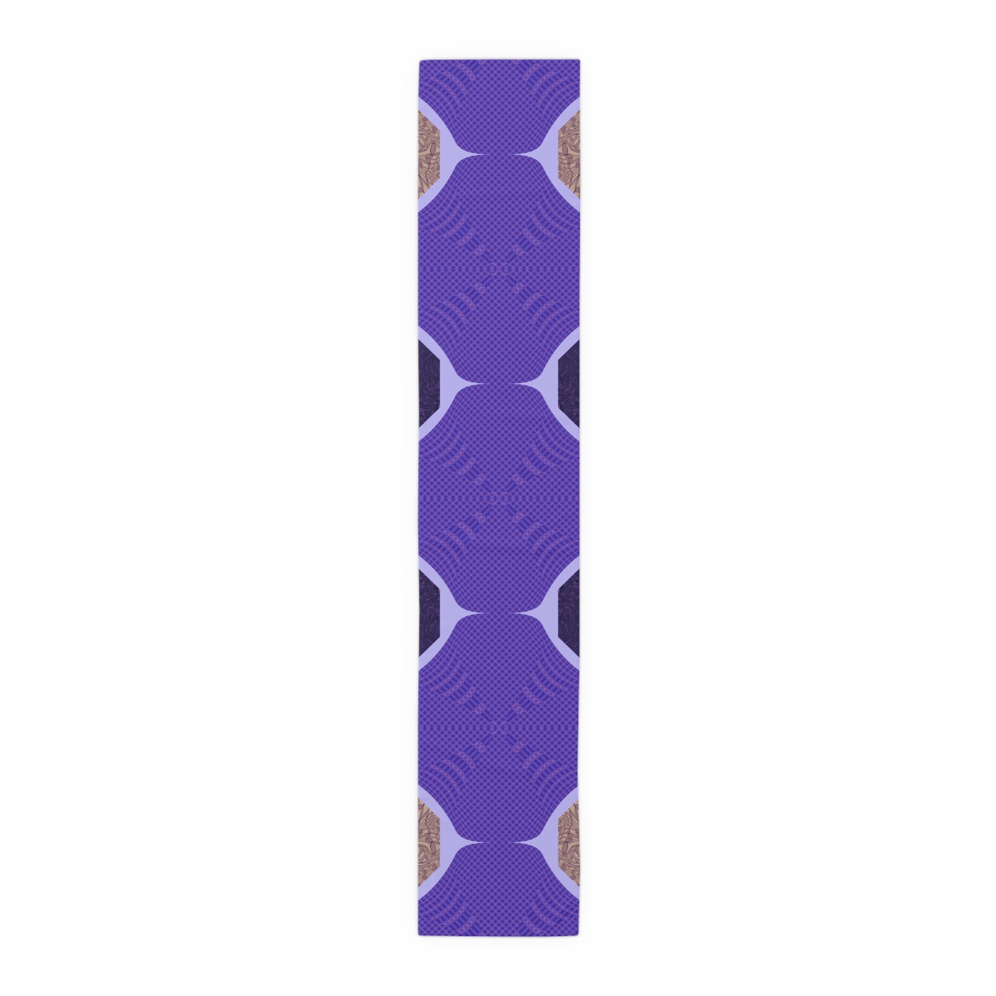 Purple Geometric Table Runner — Modern Abstract Dining Accent
