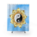 Yin Yang Lotus Shower Curtain — Zen Meditation Bathroom Decor