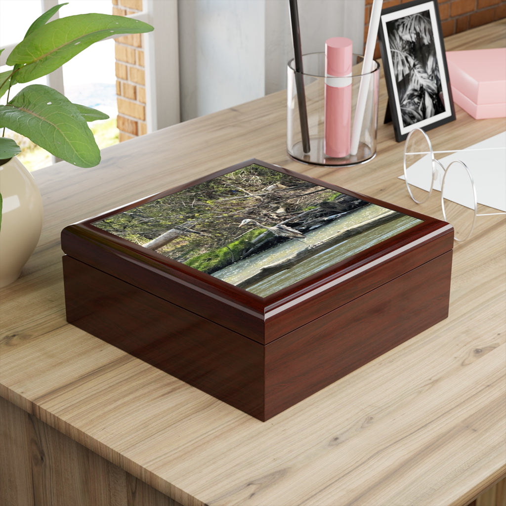 Heron River Jewelry Box — Nature Photo Keepsake Box