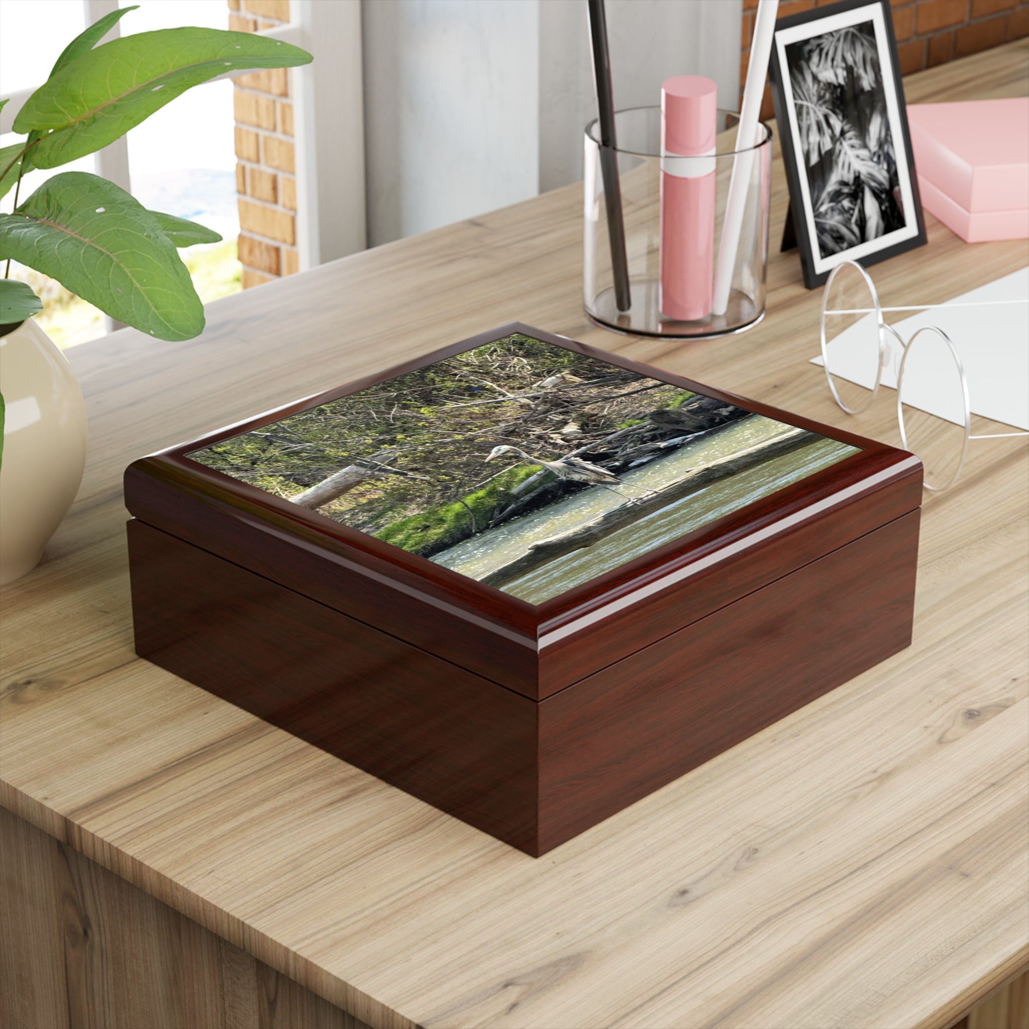 Heron River Jewelry Box — Nature Photo Keepsake Box