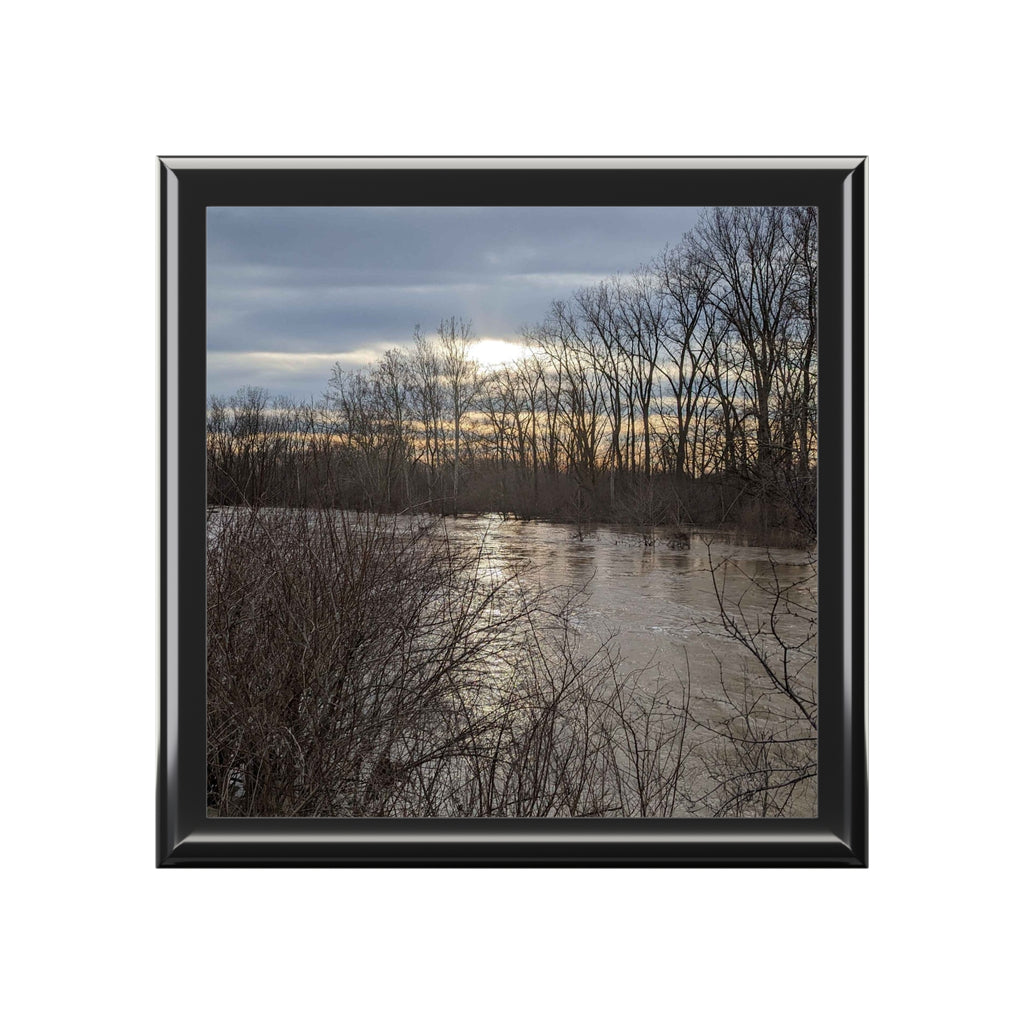 Scenic Winter Lake Jewelry Box – Sunset Reflections Keepsake Box