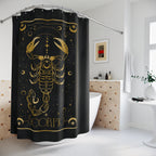 Scorpio Zodiac Shower Curtain — Gold Scorpion Astrology Bathroom Decor