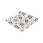 Floral Tile Table Runner — Retro Pastel Pattern Cotton-Poly Blend