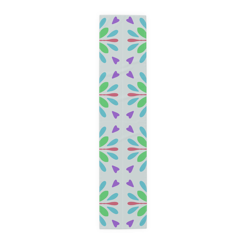 Floral Geometric Table Runner — Pastel Heart & Petal Pattern