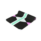 Geometric Pastel Stripe Table Runner — Modern Black, Mint & Pink Dining Accent
