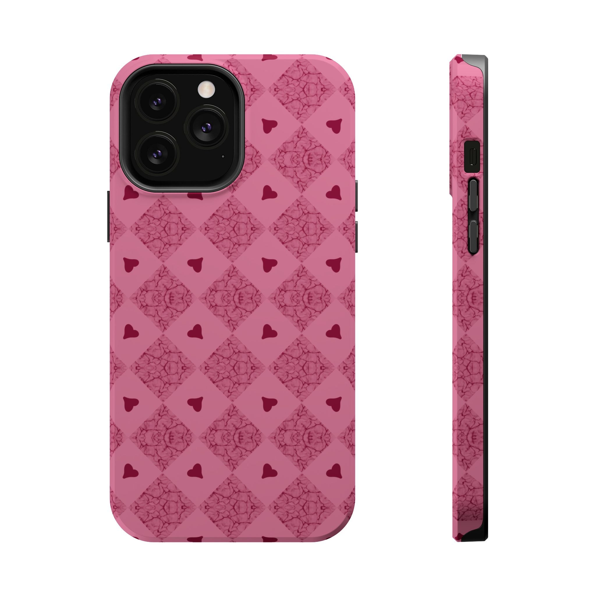 Pink Vintage Hearts Magnetic Impact-Resistant Phone Case