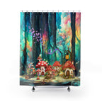 Whimsical Mushroom Grove Shower Curtain — Fantasy Forest Bathroom Decor
