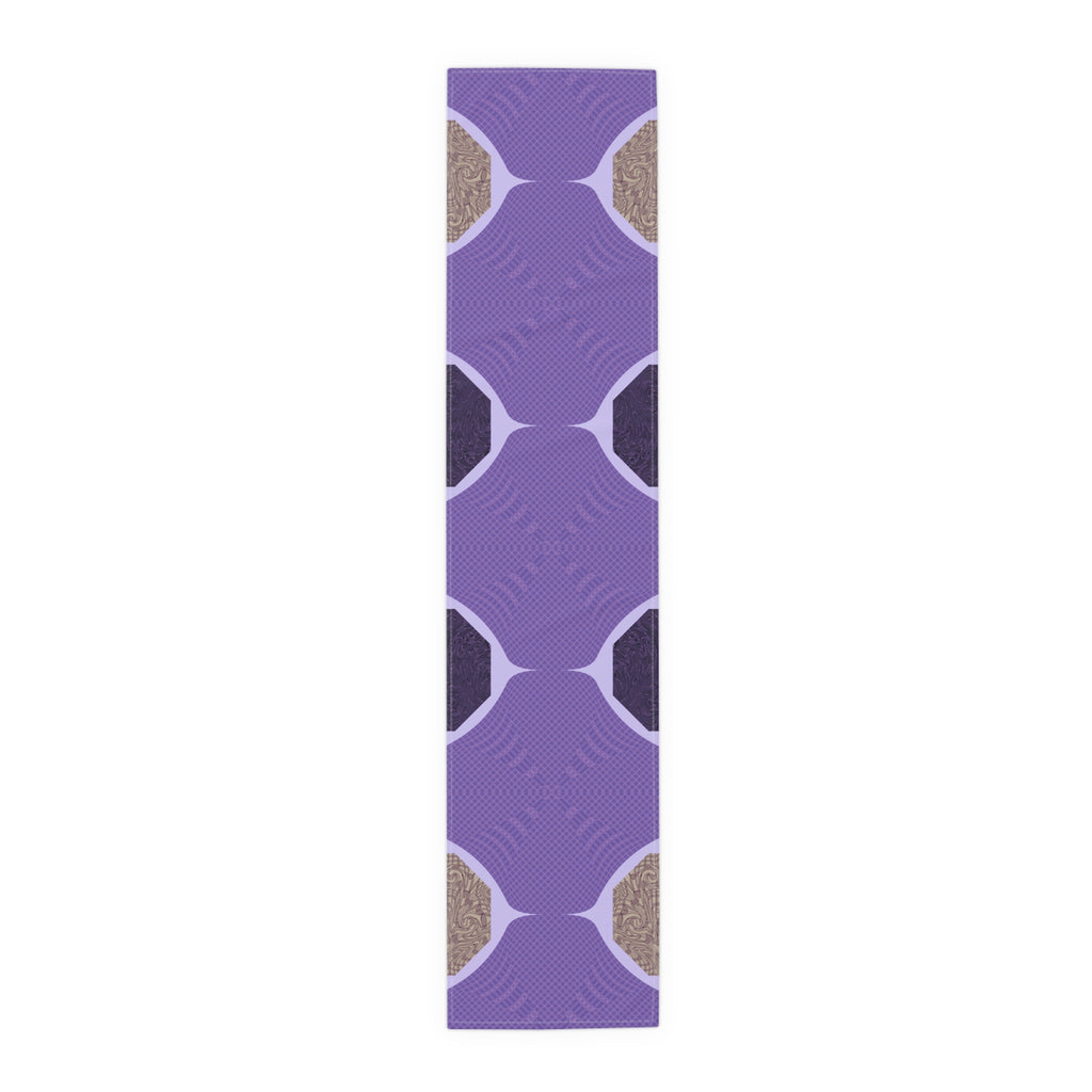 Purple Geometric Table Runner — Modern Abstract Dining Accent